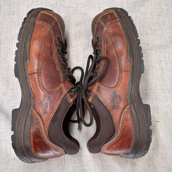 Vintage Dr. Martens Short Boots Brown Leather Lace Up Industrial Composite Toe‎ - Picture 11 of 11